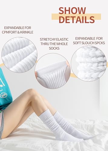 Slouch Socks Women Thigh High Boot Socks Soft Scrunch 3 Pair Pack
