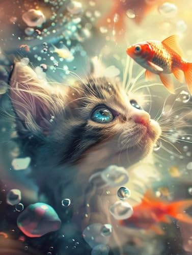 Pintura por números para adultos kit DIY de gato 90x120cm sin marco W0-593