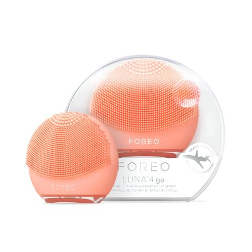 FOREO LUNA 4 go Face Cleansing Brush & Massager - Premium Face Care - Enhances Absorption - Simple Skin Care Tools - For All Skin Types- Peach Perfect