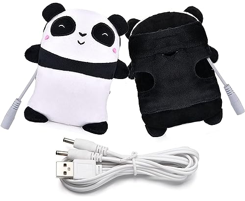 USB Heated Gloves Cute Panda Winter Hand Warmers,Half Wearable Fingerless 5V USB Powered，USB Charging Warm Heating Mittens for for Women Men Children (Black White)