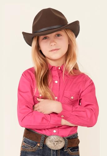 Western Cowboy Cowgirl Hat for Kids - Classic Boys Girls Felt Rodeo Fedora Hat with Belt Buckle (for Kids 4-10 Years)4