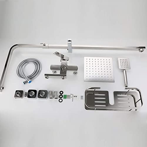 Sistema de Ducha de Hotel, Set de Ducha Montado en Pared de Acero Inoxidable con Repisa en el Techo, Mezclador de Ducha de Altura Ajustable para Baño y Gimnasio miniatura 6