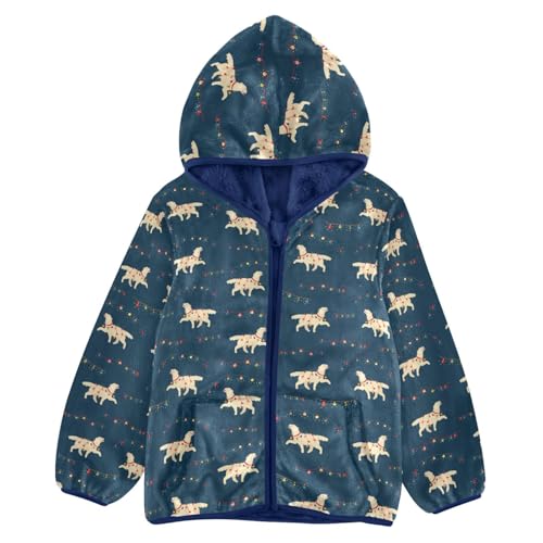 Boys' Fleece Hoody Jacket Zip Up Coat Warm Fall Winter Plush Jacket Labrador Dog Christmas Long Sleeve Outerwear