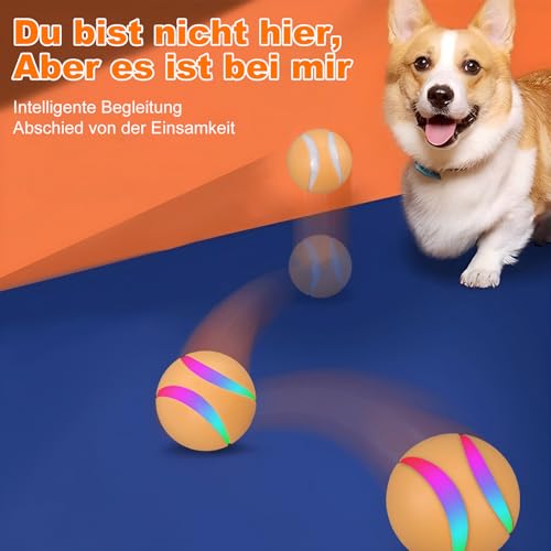 Gytera selbstrollender Ball Hund, Interaktives hundeball elektrisch LED hundespielzeug, smart Active Rolling Ball Hund mit USB-Kabel für Hunde Spielen für langeweile drinnen draußen