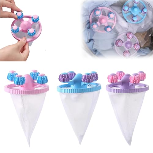 Washing Machine Lint Catcher,2025 Upgrade Pet Hair Remover for Laundry,Lint Catcher for Washing Machine,Floating Hair Filtering Mesh Removal.(3pcs) (Gear Color Mixing)
