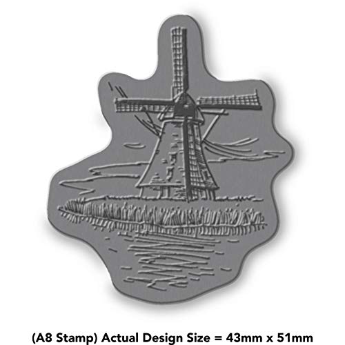 'Windmill' Rubber Stamp - Unmounted Design for Crafting & Scrapbooking, A8 (RS00030186)