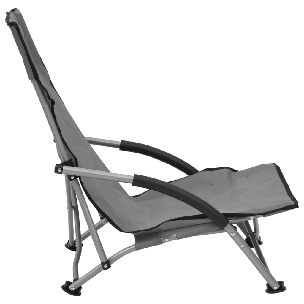Klappbare Strandstühle 2 STK. Grau Oxford-Stoff, Campingstühle leicht klappbar für Strand, Stabiler Stahlrahmen, bis 110 kg belastbar