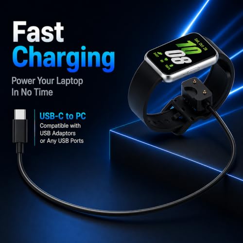 Image of ZORBES 3.3Ft /1M Type C to Samsung Fit 3 Charger (1.6'' Display) | Replacement Galaxy Fit 3 Smart Watch Charger Cable, Dual Pin Magnetic Charging Cable for Samsung Watch (Black)