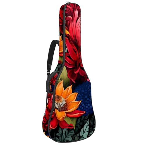 Sac pour guitare haut de gamme à motif floral multicolore avec protection renforcée