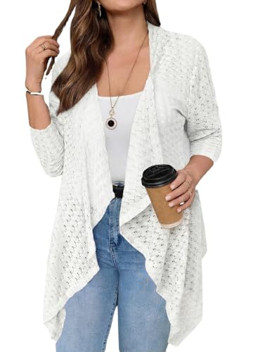 Image of Eytino Plus Size Cardigan for Women Lightweight Half Sleeve Summer Loose Kimono Cardigan Beach Cover Ups(1X-5X)