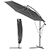 vounot® Parasol Déporté Hexagonale 3M avec Manivelle Anti-Retour et Sangle de Fixation Parasol Inclinable Toile 180gr/m2 anti UV H235cm 6 Baleines en acier Inclus housse de protection Gris