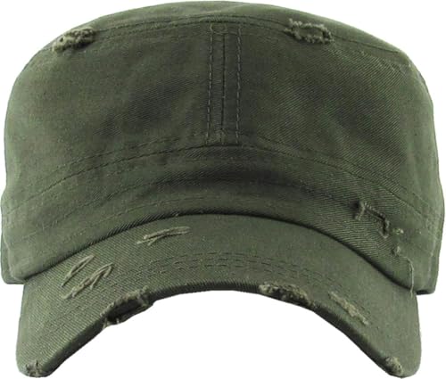 Image of Vintage Distressed Cadet Army Cap Basic Everyday Military Style Hat