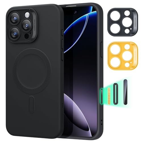 Image of ESR for iPhone16 Pro Max Case with MagSafe, Supports Magnetic Charging, Smooth & Slim Silicone Case, Shockproof, Full Screen and Camera Protection, Soft Microfiber Lining,Black