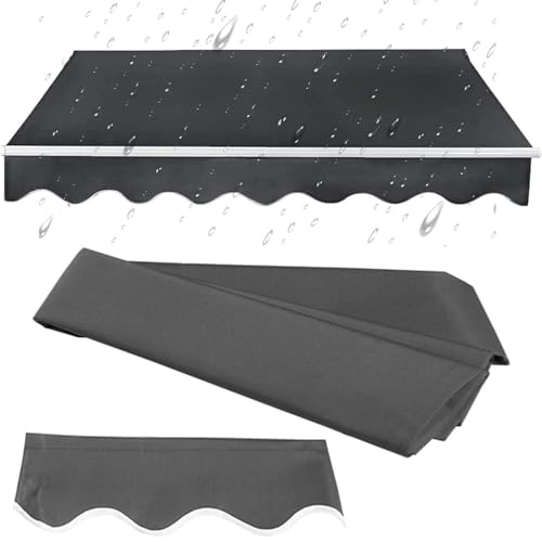 Toldo retráctil de tela de repuesto impermeable para exteriores, color gris, 6 x 1,5 m
