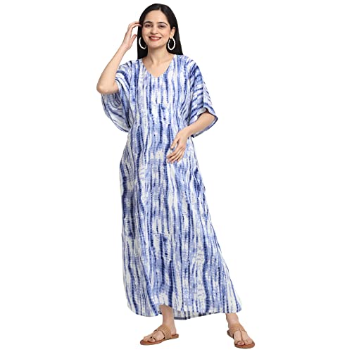 Image of Maternity Dress for Women with Breastfeeding Zippers | Kaftan Dress | Adjustable Belt for Growing Belly | Feeding Dress for Pre & Post Pregnancy