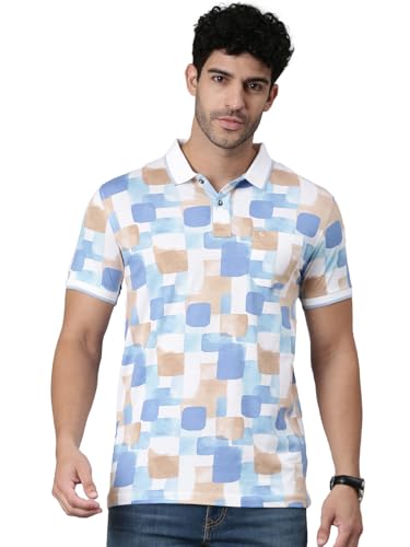 Image of Classic Polo Men's Half Sleeve Polo Neck Slim Fit All-Over Print Cotton T-Shirt