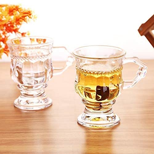 KriVat Glass Coffee Mugs with Handle Set of 6,Clear Tea Cup Set 3