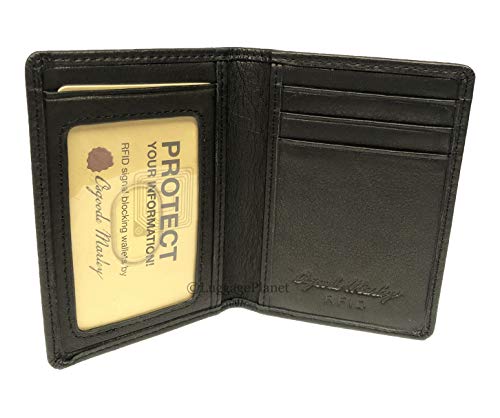 RFID Leather Mens ID Card Case Wallet (Black)