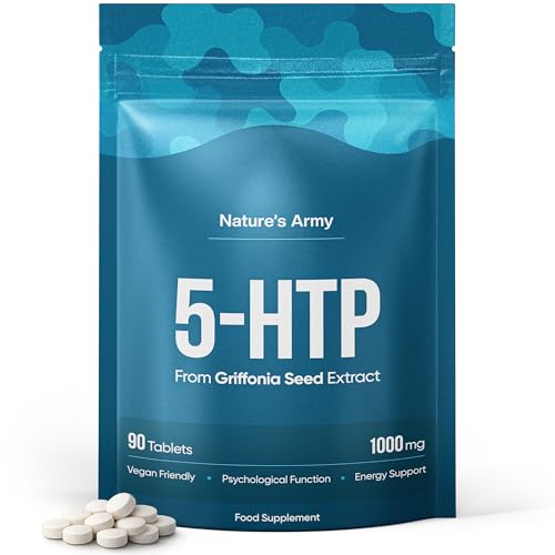 5HTP Tablets - 90 Tablets Per Pack | 5HTP High Strength Supplement | from Griffonia Seed Extract | 3 Months Supply | UK Made & Vegan