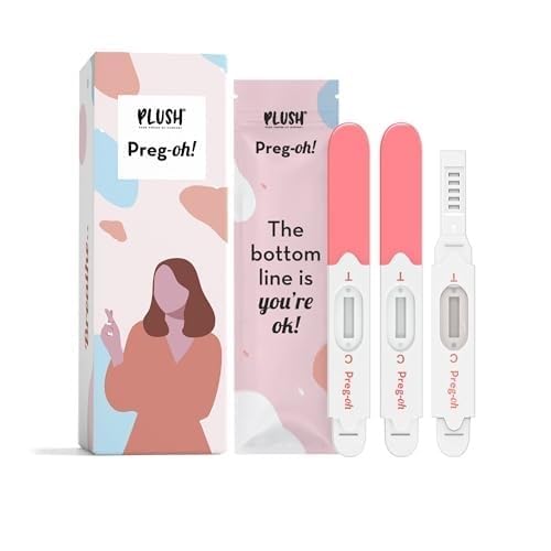 Plush Preg-Oh! Midstream Pregnancy Kit Test for Women | Single Step Hygienic Testing Process | 3 Individually Sealed Tests with Manual | 99% Accuracy