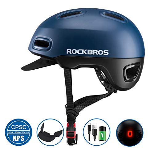 ROCK BROS Adult Bike Helmet Urban Commuter Bicycle Helmet with Rear Light