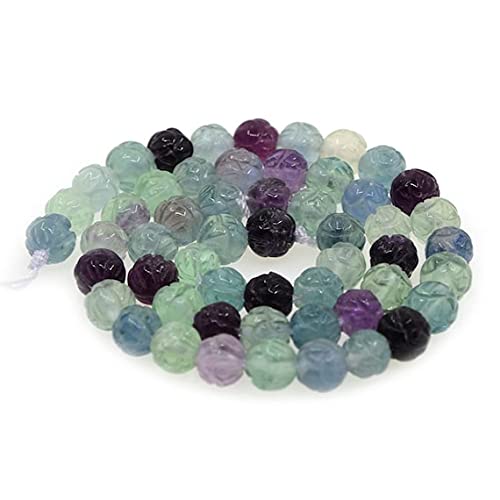 Perles de fluorite multicolore 8mm haut de gamme sculptées en fleur de lotus