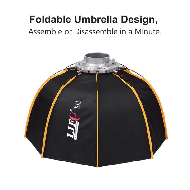 Image of FND Life of Photo New Compact Quick-Folding Professional Foldable Softbox Diffusers with Grid for Photography Studio Photography Flat-Pack Design Compatible with Bowens Mount (60 CM)