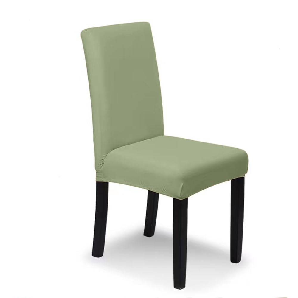 SaintderG® Coprisedie con Schienale 6 Pezzi, Lavabile Estraibile, Molto Facile da Pulire e Resistente, coprisedile, Moderna Sala da Pranzo, Hotel, Arredamento Ristorante(Verde nebbia, 6 pezzi)