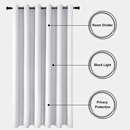 Image of DWCN Total Privacy Room Divider Blackout Curtain for Patio Door, Living Room, Bedroom Partition and Shared Office Space, 1 Grommet Curtain Panel, 8.3ft Wide x 9ft Tall, Greyish White