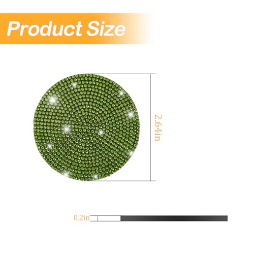Image of Osilly Bling Car Cup Holder Coaster, 2 Pack Crystal Rhinestone Anti-Slip Insert Coasters, Universal 2.75 Inch Fashion Automotive Cup Mat, Car Interior Accessories Decor Gifts for Women (Yellow /Green