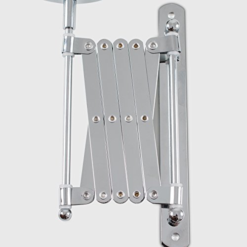 Adjustable and Extendable Round Chrome Battery Operated Magnifying Bathroom LED Illuminated Make Up Cosmetic Shaving Vanity Wall Mounted Mirror Light