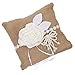 FOMIYES Ehering Kissen Sackleinen Blume Ring Kissen Ring Träger Kissen Dekorative Ringhalter für Braut Hochzeitszeremonie Verlobung Khaki
