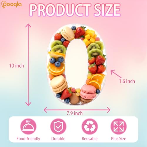 Image of Pooqla 10 inch Acrylic Number 0 Charcuterie Tray for Birthday Decorations