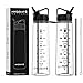 HYDRATE Tracker 900ml Strohhalm-Wasserflasche - mit motivierenden Zeitmarkierungen, BPA-frei (Carbon Black)