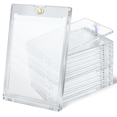 elzle 10PCS Protège Cartes Magnétique 35PT avec Protection UV, Housses Transparentes Fermeture Magnétique pour Carte à Collectionner/Cartes de Jeu/Cartes Sportives