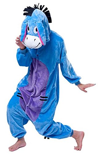 Outdoor Top Cálido de Invierno Franela Mono Pijama Adulto Unisex Mono Pikachu Pijama - Burro, X-Large