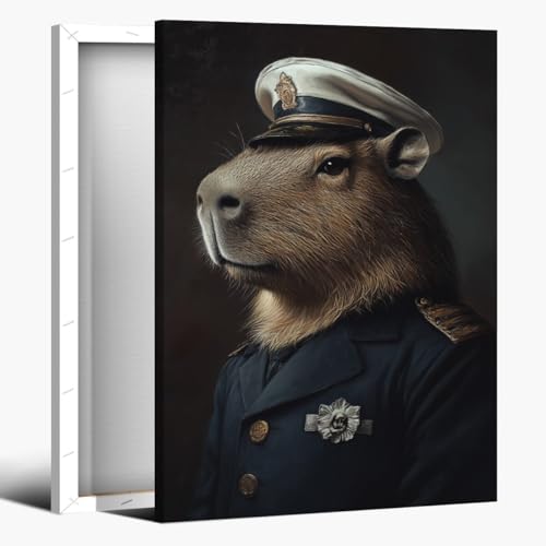 XZDMBNL Capybara Sailor Vintage Portrait Poster Canvas Wall Art Renaissance