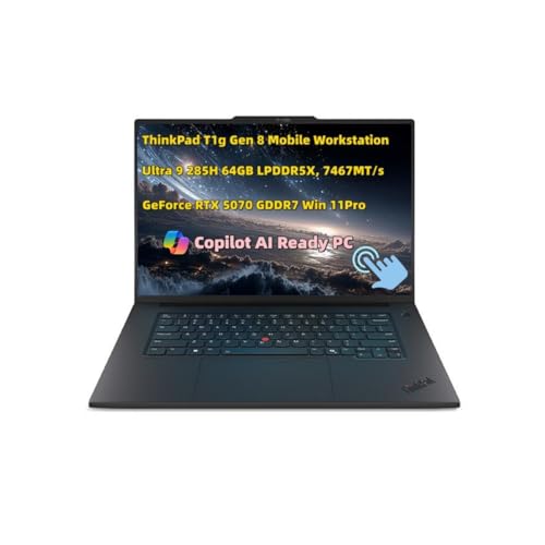 Image of New ThinkPad T1g Gen 8 Mobile Workstation AI Laptop 16 inch 3.2K OLED TouchScreen Ultra 9 285H Processor 64GB RAM 2TB SSD Gen5 GeForce RTX 5070 GDDR7 Copilot Webcam Backlit Thunderbolt 5 Dock Win 11 Pro