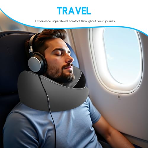 Almohada de espuma viscoelástica de viaje ajustable gris miniatura 6