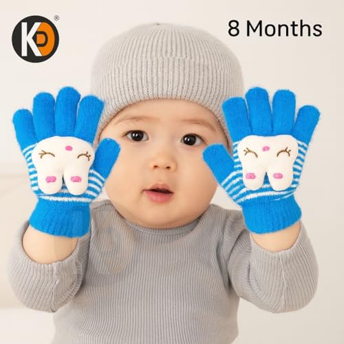 Image of K D Baby Gloves Winter Warm Knitted Mittens for Kids | Lovely Soft Mutthi Gloves (Pack of 6 Pairs,03 Month to 12 Months) (Pack of 03 pcs Pair)
