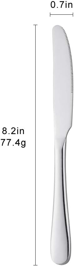 Grehge Knife, High Polish Finish, Stainless Steel Knife for Cheese Jelly Jam Dessert 8.2-Inch, Set of 12 - Silver - Image 3