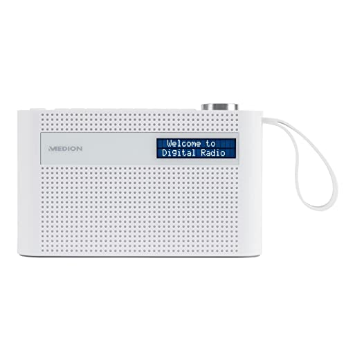 MEDION P66007 Radio Portable Dab+ (Dab Plus, FM, Bluetooth, mémoire de 60 Stations, écran dimmable, Batterie intégrée, antenne télescopique) Blanc Cover