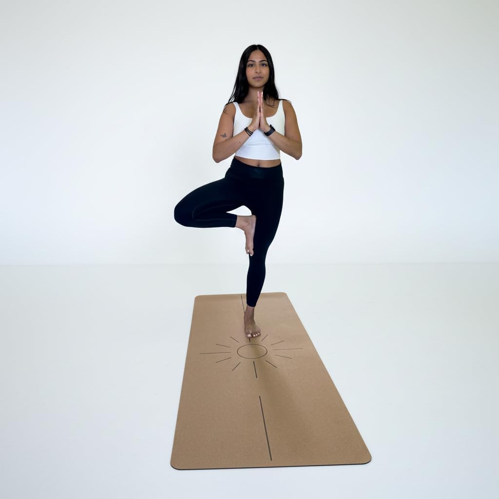 Crk's Organic Cork Yoga Mat with Recycled Natural Rubber, 4mm Thick • The Sun Mat