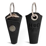 Hide & Drink Full Grain Leather Wrap Keychain, Organizer Snap Closure, Key Ring Cover, Silencer Sleeve Key Holder for Men (Charcoal Black)
