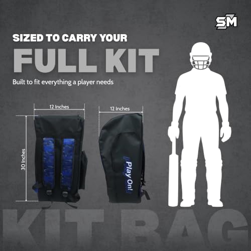 Image of SM Base Duffle Cricket Kit Bag | Cricket Bag | Ripstop Fabric | Integrated Bat Pocket with Velcro Strap | Lockable U-Zip | Rust-Proof Runners | Hard-Wearing | for School and Club Cricketers