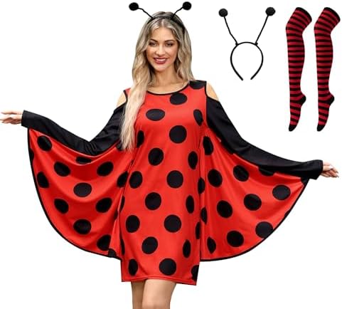 Maisolly Women's Cold Shoulder Halloween Insect Wings Costume Dress