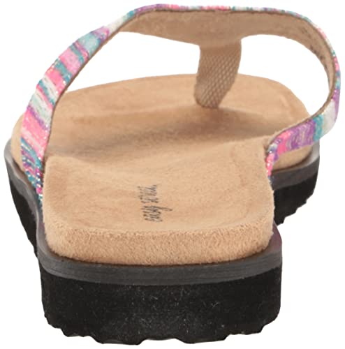 Easy Street Women's Flat Sandals, Purple Striped Metallic Multi, 7.5 #TOP2