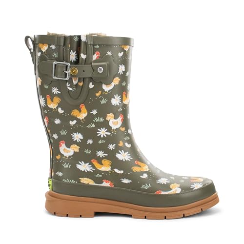Image of Western Chief Women's Waterproof Mid Rain Boots | Ladies pull on mid rain boots with adjustable buckle, cushioned insole, and rubber outsole for wet weather and outdoor wear.