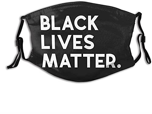 Black Lives Matter BLM Face Mask Scarf, Washable Reusable Adjustable Bandana with Filters, for Adult Women & Men