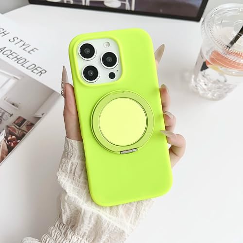 Coque iPhone 16 Pro silicone vert avec anneau support magnétique intégré